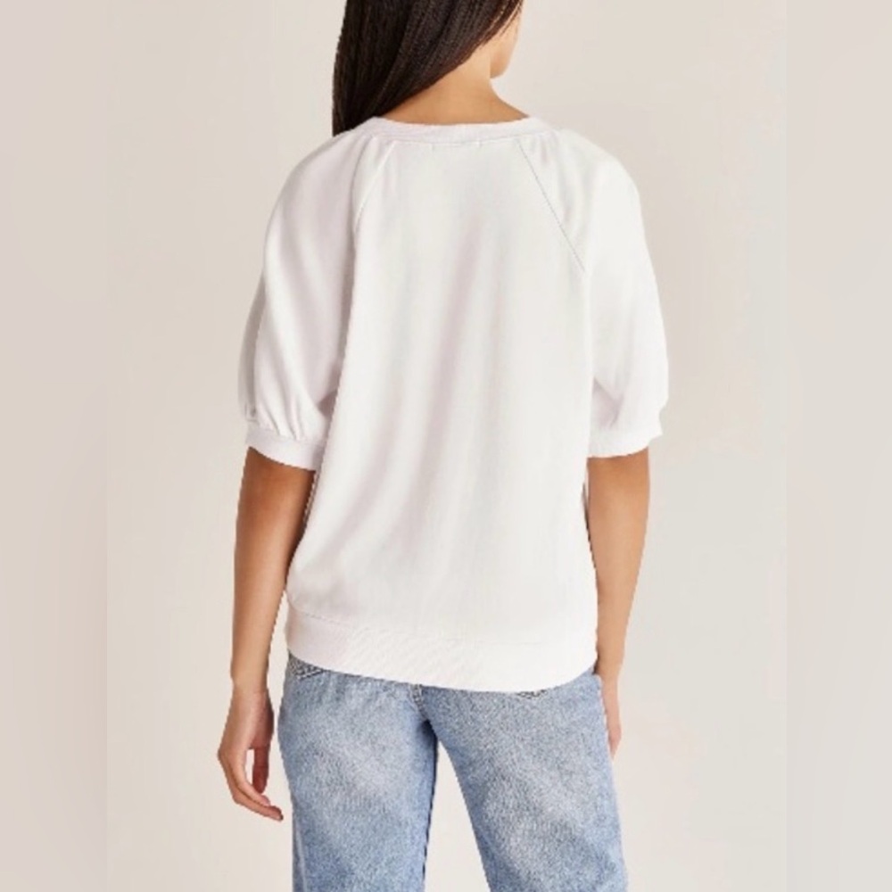 Z SUPPLY GIANNA TERRY TEE - WHITE size x-Small XS - Picture 3 of 12